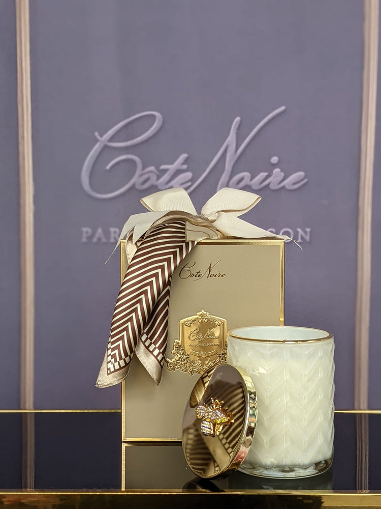 
                  
                    Cote Noire Candle with Scarf cream with golden bee lid in Vanilla Blonde HCG03
                  
                