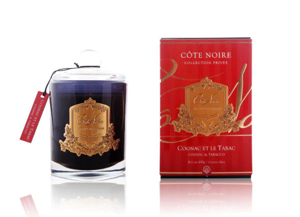 Cote Noire Gold Badge Candle Cognac et le Tabac 450gm (sherry box)