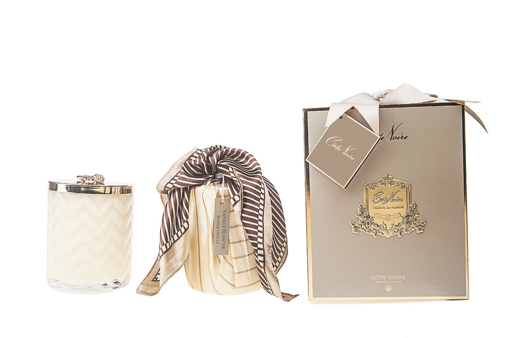 Cote Noire Candle with Scarf cream with golden bee lid in Vanilla Blonde HCG03