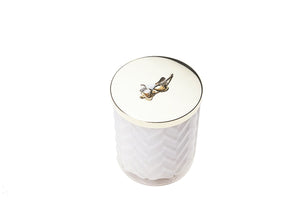 
                  
                    Cote Noire Herringbone Candle with Scarf White with lily lid in Fleur de Lis HCG06
                  
                