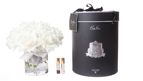 
                  
                    Cote Noire Luxury Grand Bouquet Ivory roses with Silver Badge (with rose petal & rose oud fragrances)
                  
                